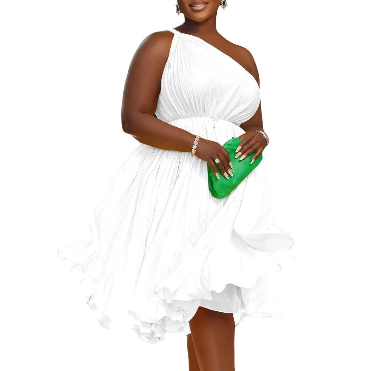 D3208 Latest Design Women Summer Dresses Slash Shoulder Big Swing Strap Pleated Dress Solid African Dresses for Women Clothing