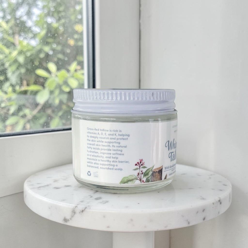 100% Grass Fed Whipped Tallow for Face, Hair, and Skin, Natural Tallow