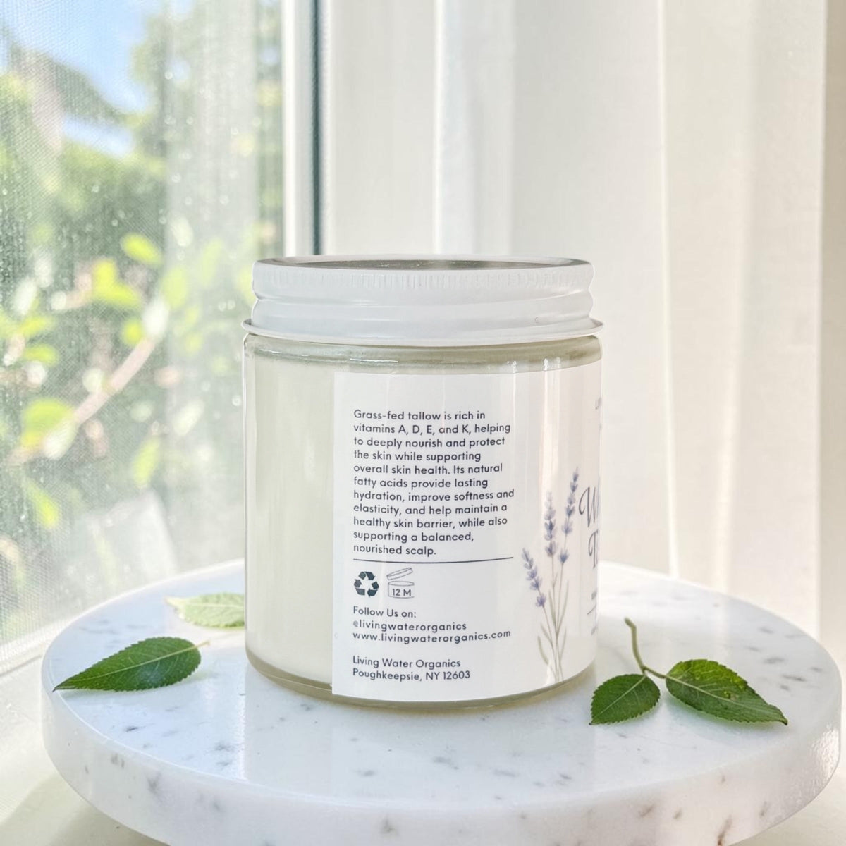 100% Grass Fed Whipped Tallow for Face, Hair, and Skin, Natural Tallow
