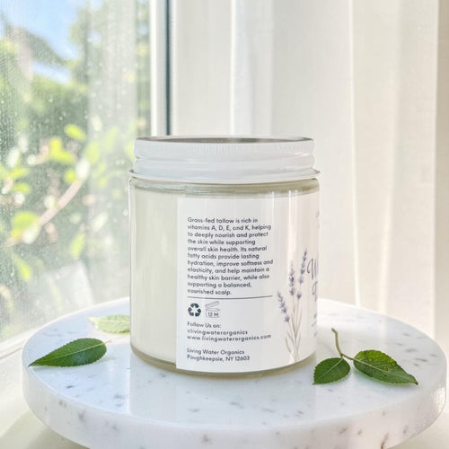100% Grass Fed Whipped Tallow for Face, Hair, and Skin, Natural Tallow