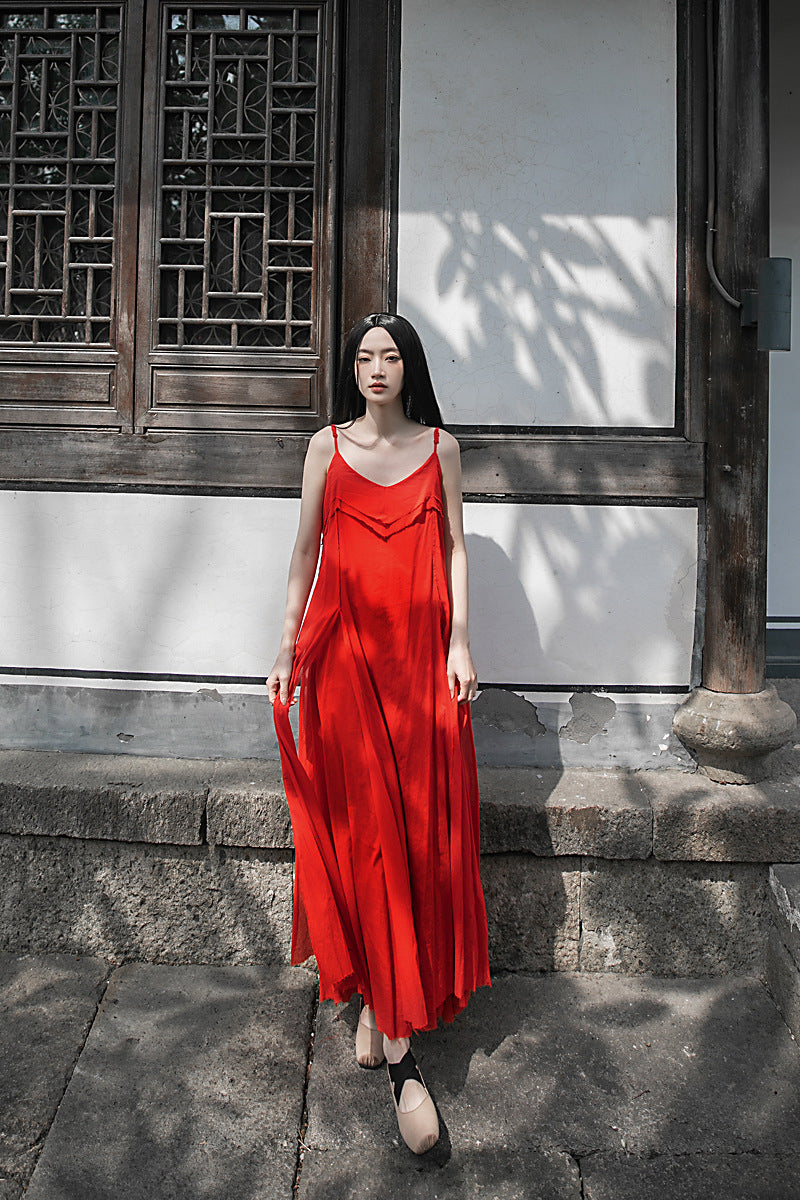 Raw Edge, Large Hem, Pure Cotton, Casual and Flowing Dress in 4 Colors, Artistic Retro High-Quality Cotton and Linen Material Dress