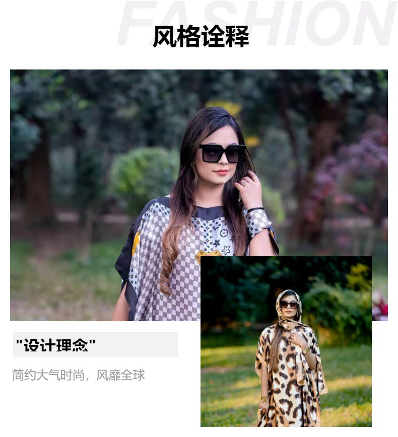 Source Manufacturer Hot-Selling Summer Long Dress African Robe 2024 Spring/Summer Sun Protection Shawl Plus-Size Two-Piece Set
