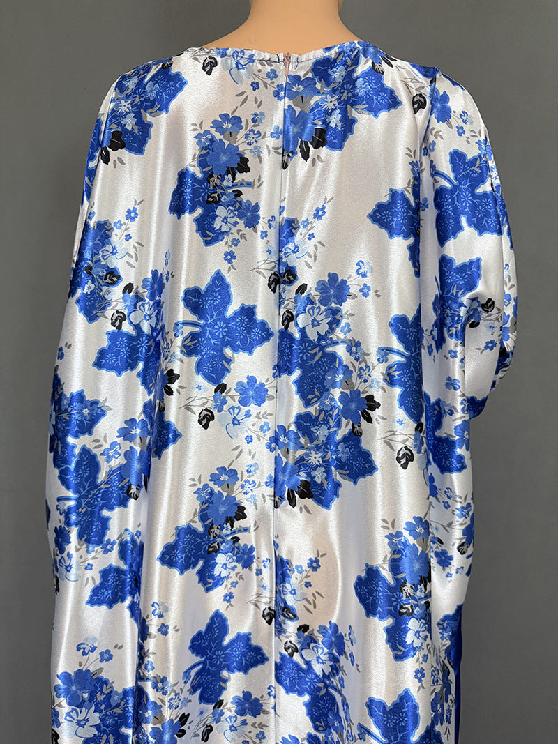 Cross-Border Aliexpress Plus-Size Women's Ethnic Style Robe African Amazon Color-Blocking Printed Dress 9038