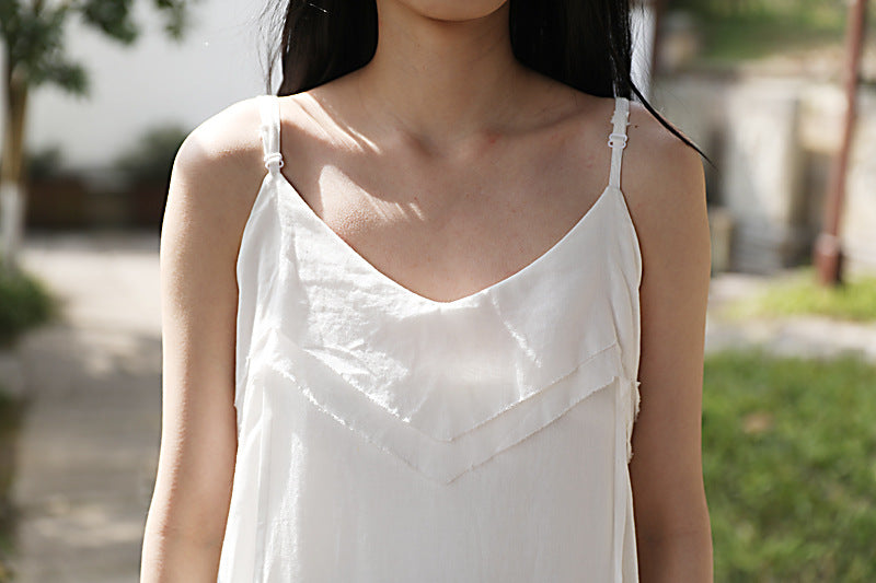 Raw Edge, Large Hem, Pure Cotton, Casual and Flowing Dress in 4 Colors, Artistic Retro High-Quality Cotton and Linen Material Dress