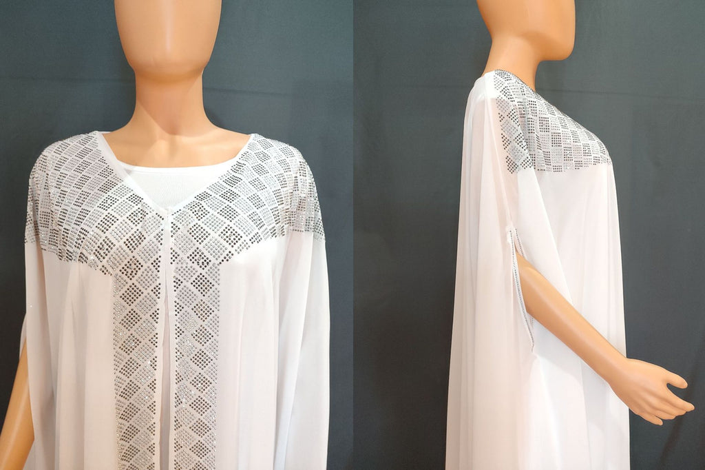 Cross-Border African, European, and American Dresses, Robes, Pearl Chiffon, Heavy-Duty Rhinestone Embellishments, Factory Direct + Inner Skirt