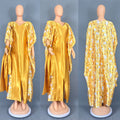 Cross-Border Aliexpress Plus-Size Women's Ethnic Style Robe African Amazon Color-Blocking Printed Dress 9038