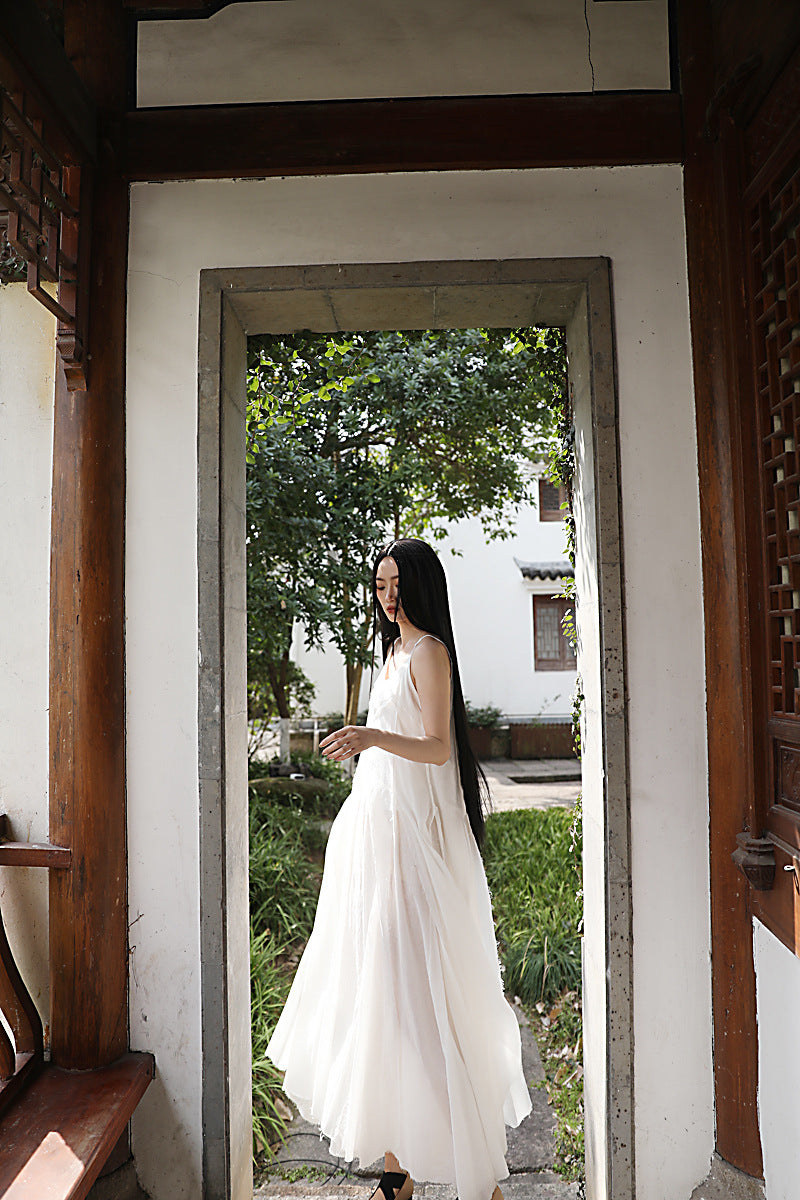 Raw Edge, Large Hem, Pure Cotton, Casual and Flowing Dress in 4 Colors, Artistic Retro High-Quality Cotton and Linen Material Dress
