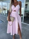 Europe and the United States cross-border foreign trade new women's Amazon suspenders V-neck large pendulum dress slim-fit backless mid-length dress