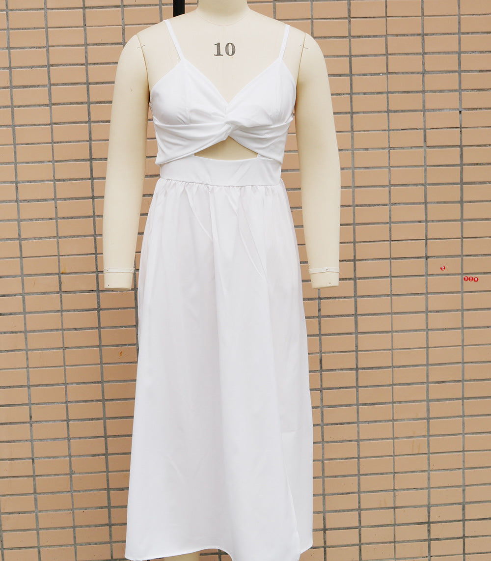 Europe and the United States cross-border foreign trade new women's Amazon suspenders V-neck large pendulum dress slim-fit backless mid-length dress