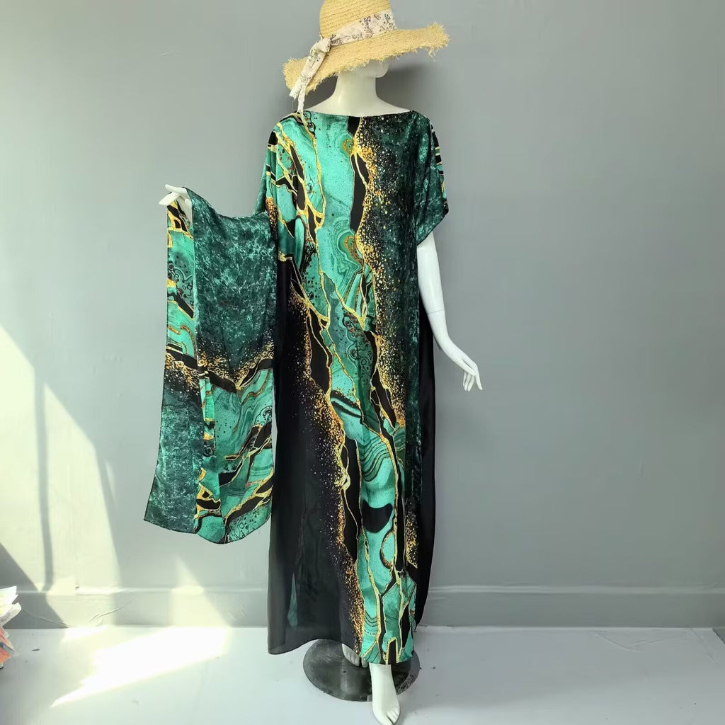 Source Manufacturer Hot-Selling Summer Long Dress African Robe 2024 Spring/Summer Sun Protection Shawl Plus-Size Two-Piece Set