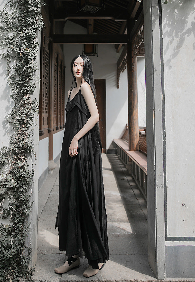 Raw Edge, Large Hem, Pure Cotton, Casual and Flowing Dress in 4 Colors, Artistic Retro High-Quality Cotton and Linen Material Dress