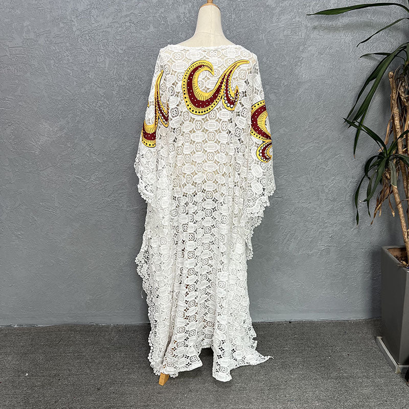 Cross-border Supply Loose Water-soluble Lace Bumbo Gown Bat Blouse Long Skirt plus size Women's dress Africa