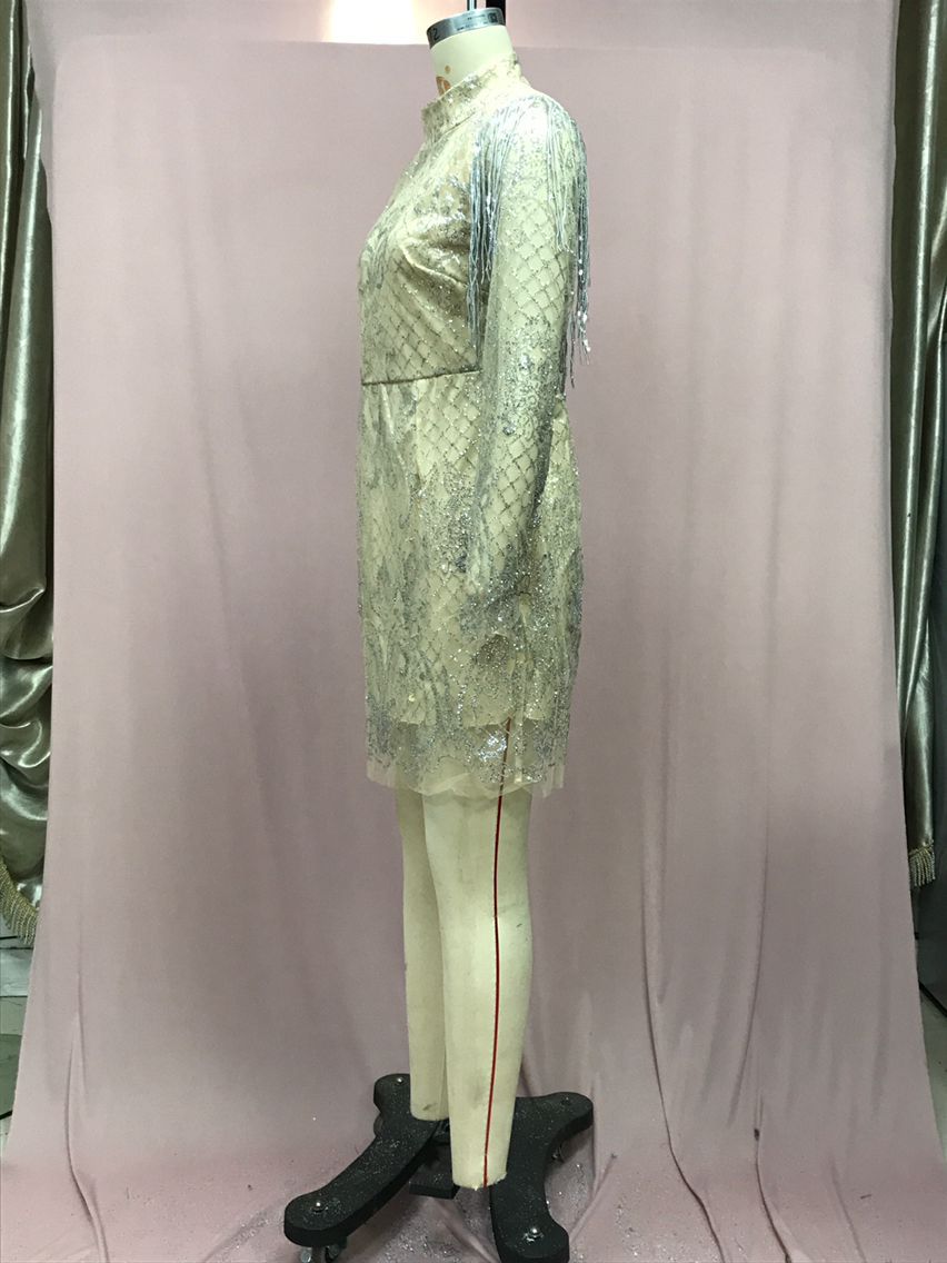 2025 New Summer Cross-Border Amazon European and American Clothing Dress with Gold Backless Transparent Cut Out Sexy Miniskirt