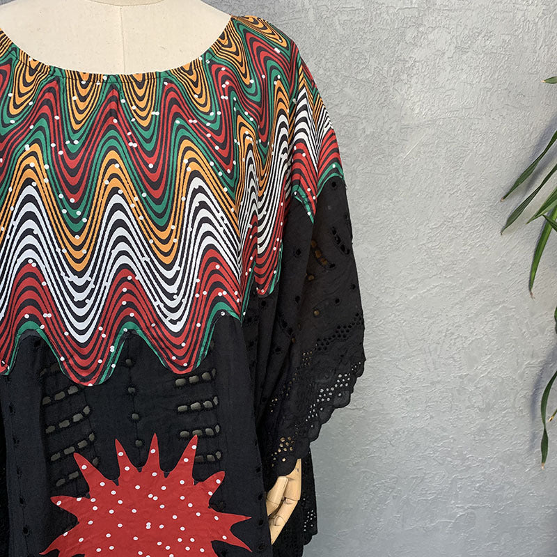 Cross-border supply of African cotton hollow embroidery high-end plus size fashion women's dress clearance