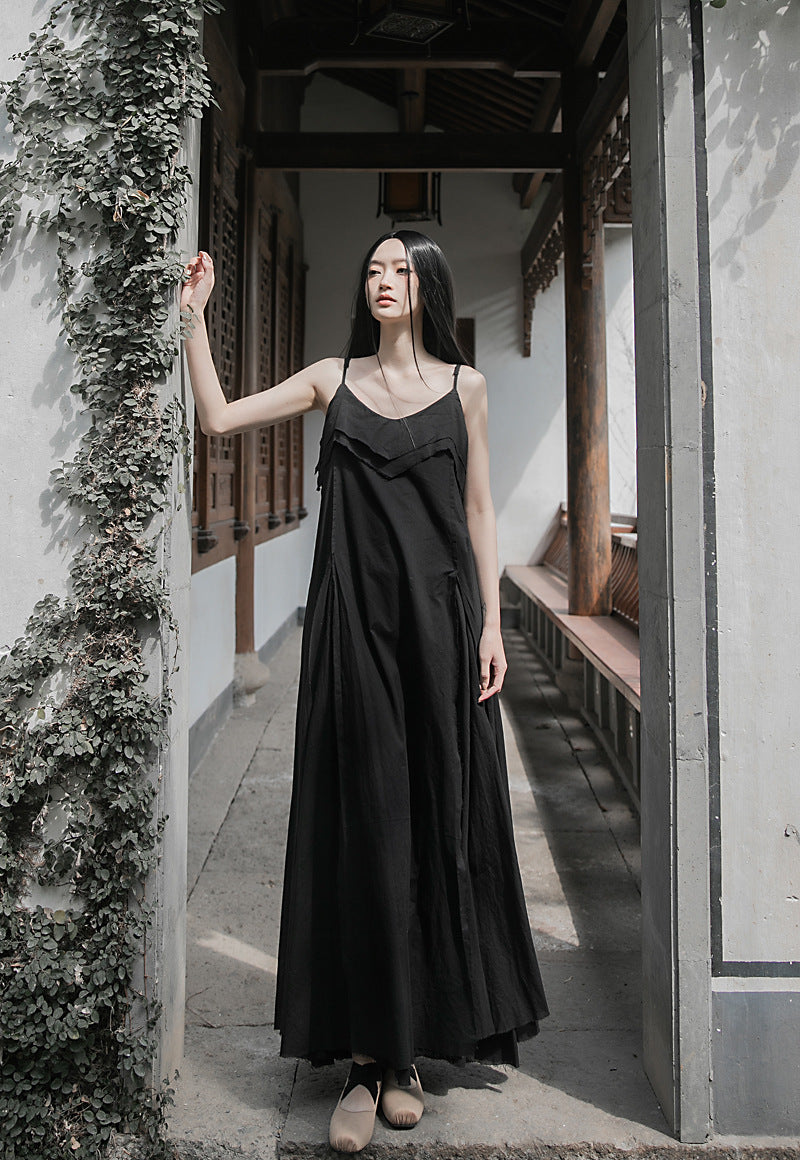 Raw Edge, Large Hem, Pure Cotton, Casual and Flowing Dress in 4 Colors, Artistic Retro High-Quality Cotton and Linen Material Dress