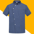 High-End Blue Chef Work Clothes Men's Short-Sleeved Summer Hotel Chef Clothing Women's Breathable Mesh Catering Kitchen Long-Sleeved