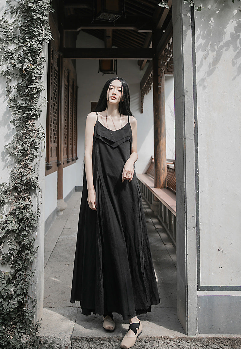 Raw Edge, Large Hem, Pure Cotton, Casual and Flowing Dress in 4 Colors, Artistic Retro High-Quality Cotton and Linen Material Dress
