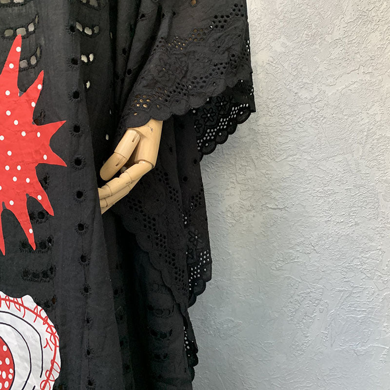 Cross-border supply of African cotton hollow embroidery high-end plus size fashion women's dress clearance
