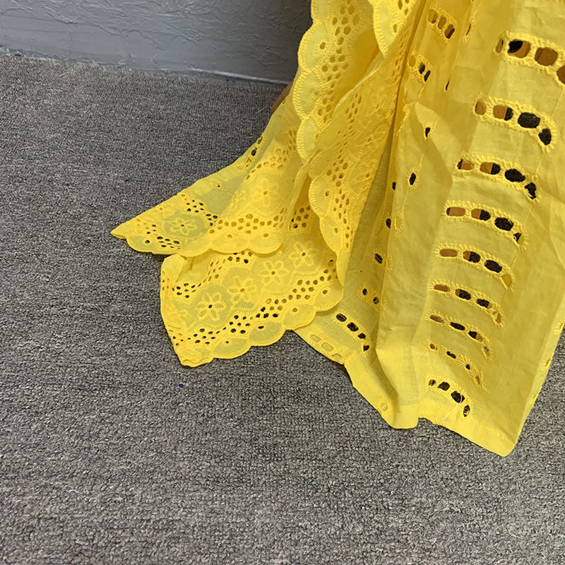 Cross-border supply of African cotton hollow embroidery high-end plus size fashion women's dress clearance