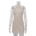 European and American Cross-border Wearing Sexy Hot Girl Women's Skirt Short Backless Cotton and Linen dress Neck Design Lace-up A- line Skirt