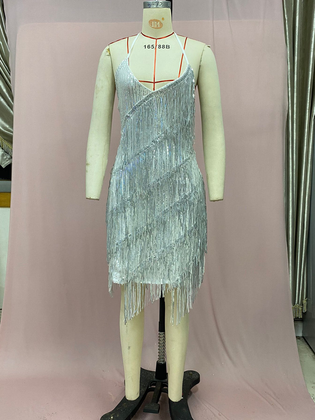 2025 Cross-Border European and American Independent Station New Direct Selling Halter Tassel Backless Hip-Covering A-Line High-Waisted Short Skirt Dress
