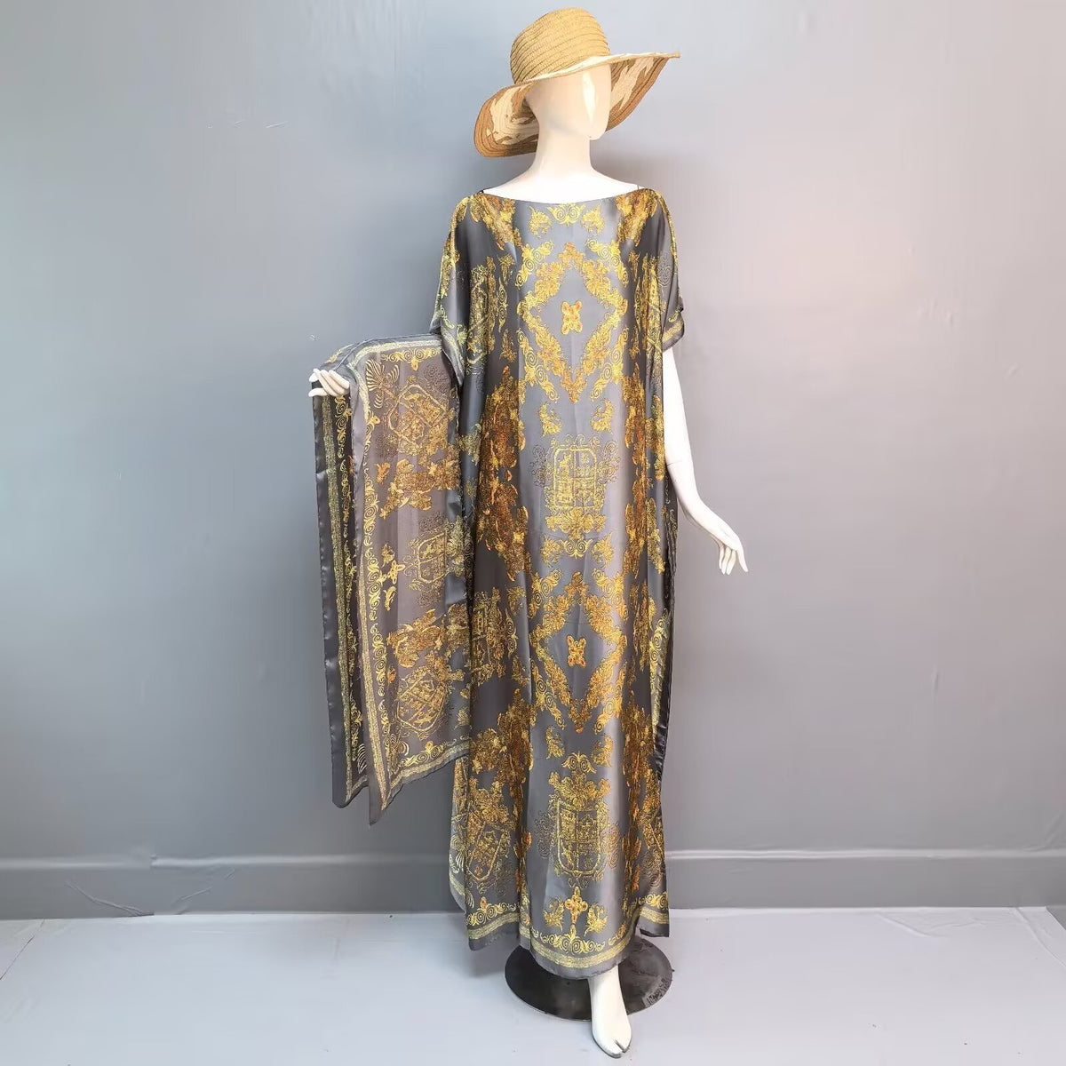 Source Manufacturer Hot-Selling Summer Long Dress African Robe 2024 Spring/Summer Sun Protection Shawl Plus-Size Two-Piece Set