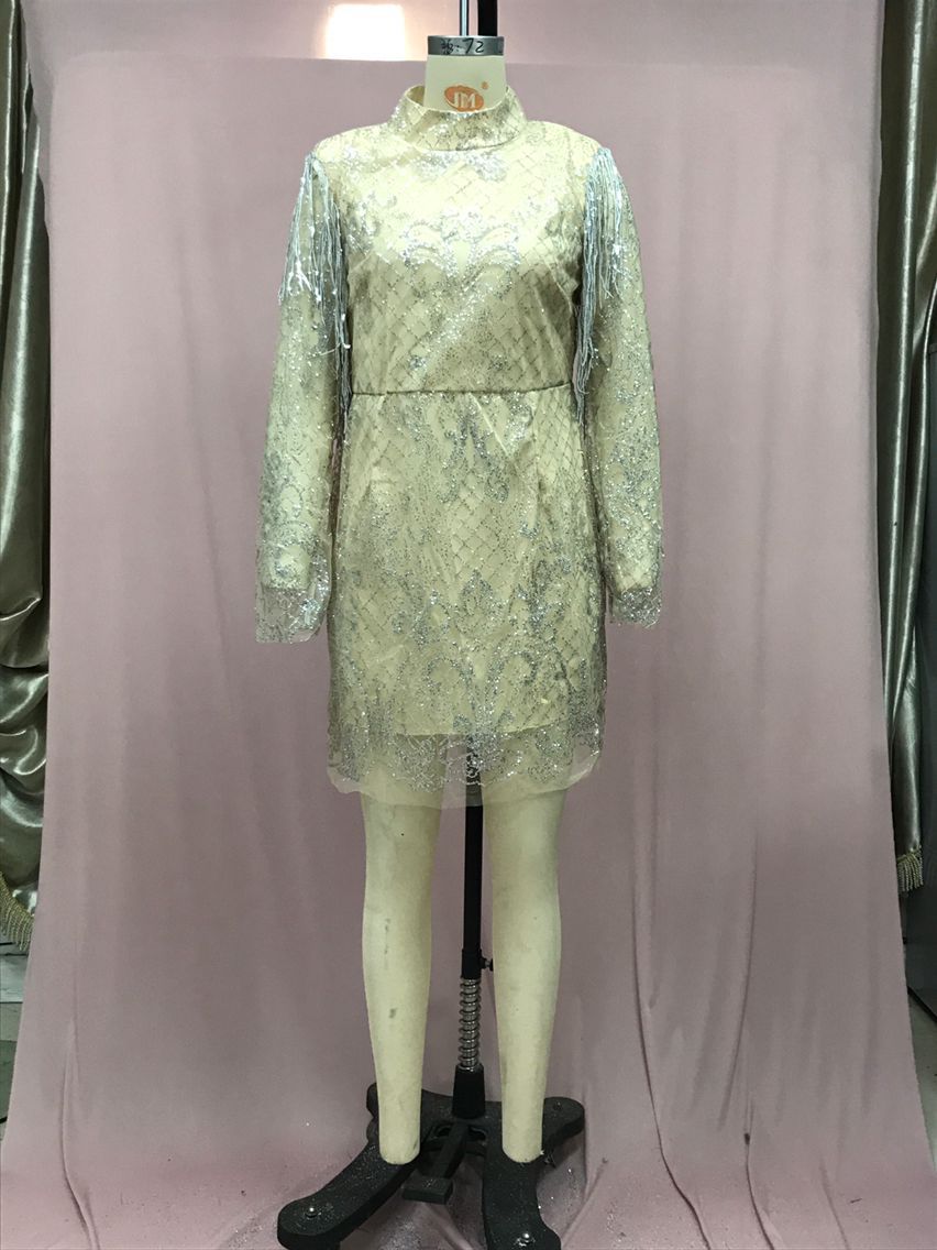 2025 New Summer Cross-Border Amazon European and American Clothing Dress with Gold Backless Transparent Cut Out Sexy Miniskirt