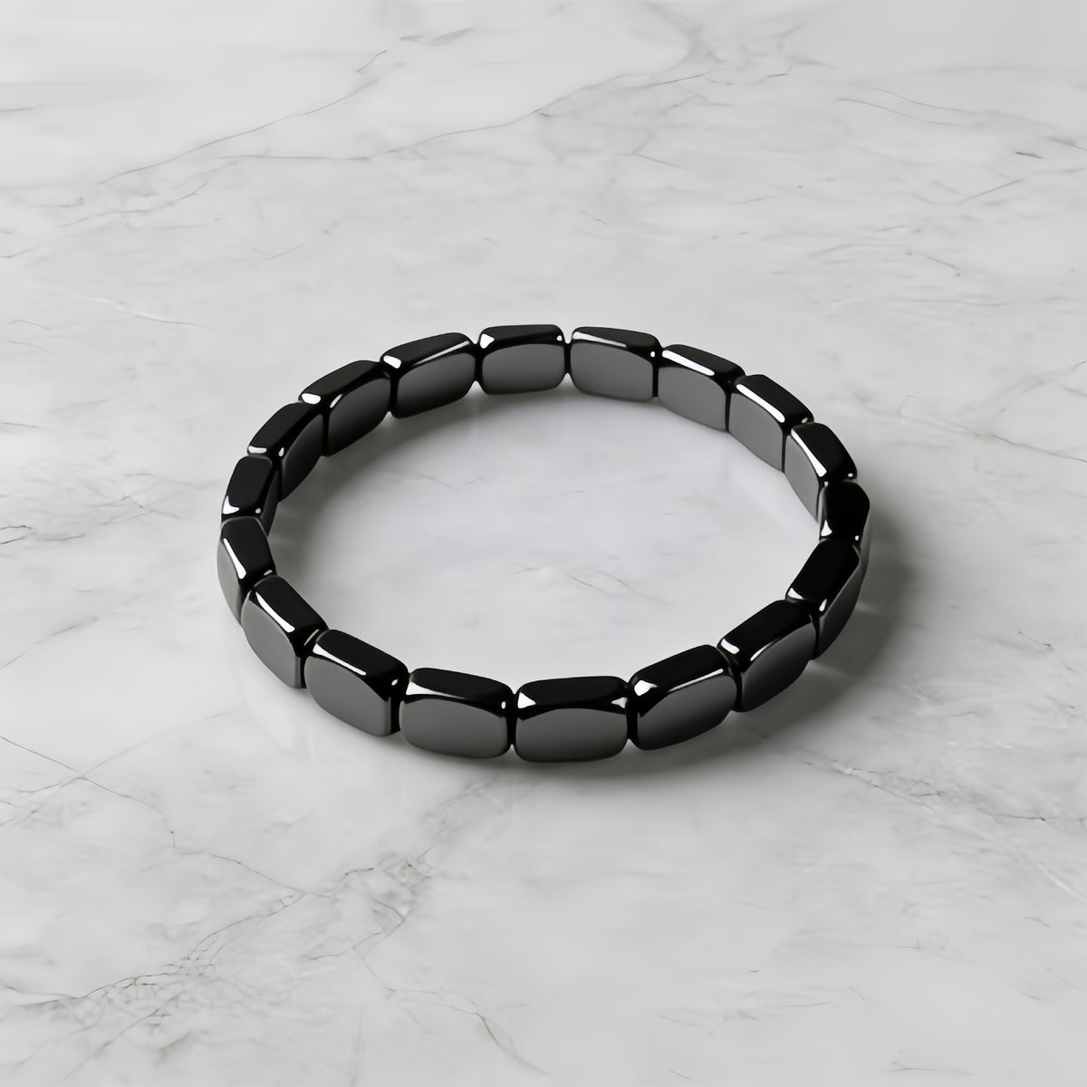 Cross-Border European and American Fashion Hot-Selling Hematite Black Gallstone Elastic Square Beaded Unisex Bracelet Jewelry Wholesale