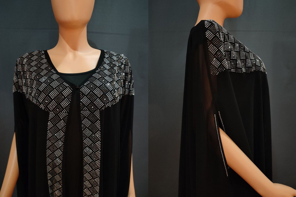Cross-Border African, European, and American Dresses, Robes, Pearl Chiffon, Heavy-Duty Rhinestone Embellishments, Factory Direct + Inner Skirt