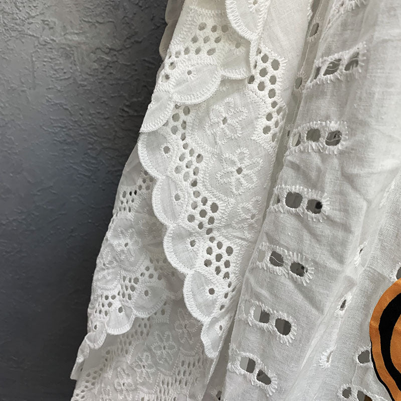 Cross-border supply of African cotton hollow embroidery high-end plus size fashion women's dress clearance