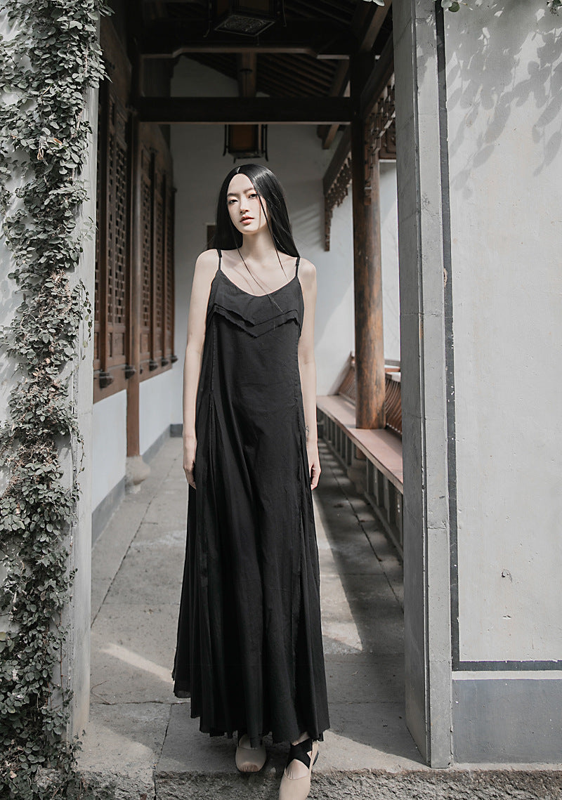 Raw Edge, Large Hem, Pure Cotton, Casual and Flowing Dress in 4 Colors, Artistic Retro High-Quality Cotton and Linen Material Dress