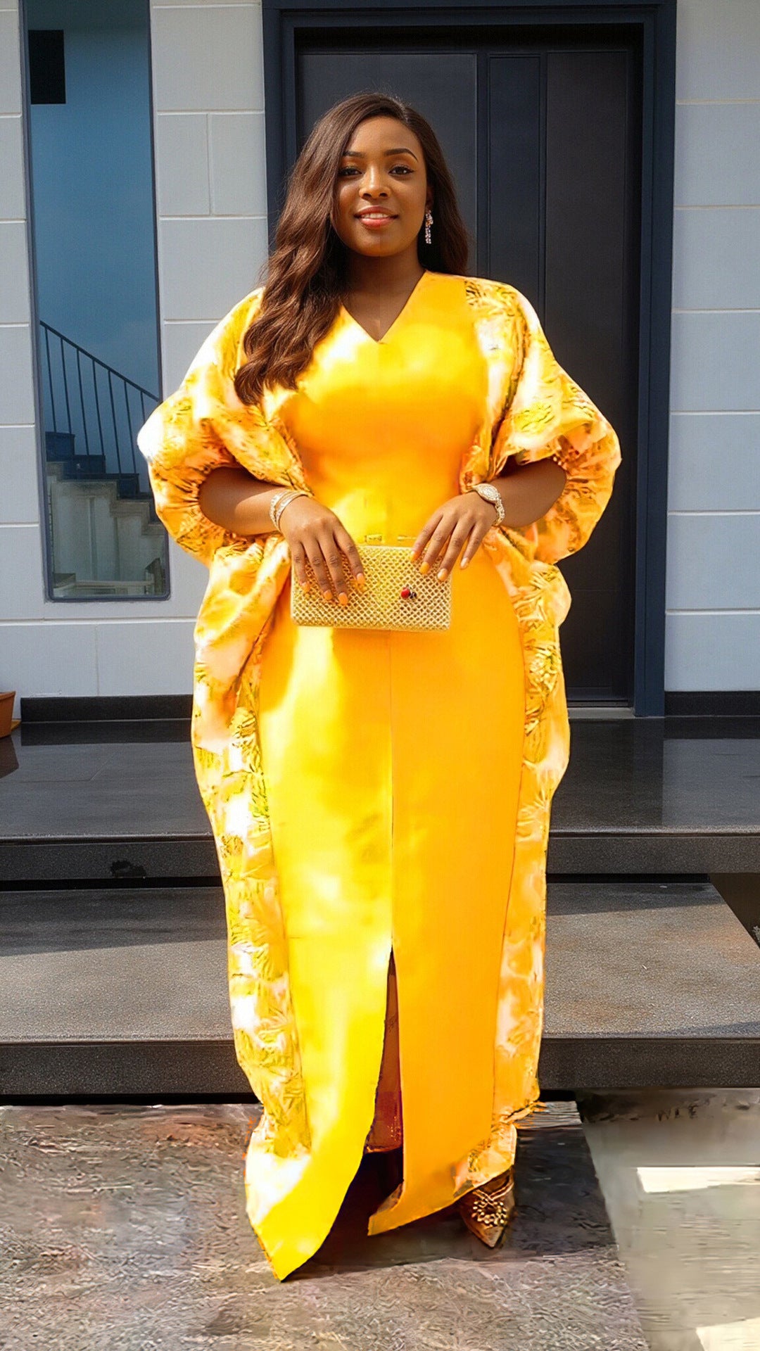 Cross-Border Aliexpress Plus-Size Women's Ethnic Style Robe African Amazon Color-Blocking Printed Dress 9038