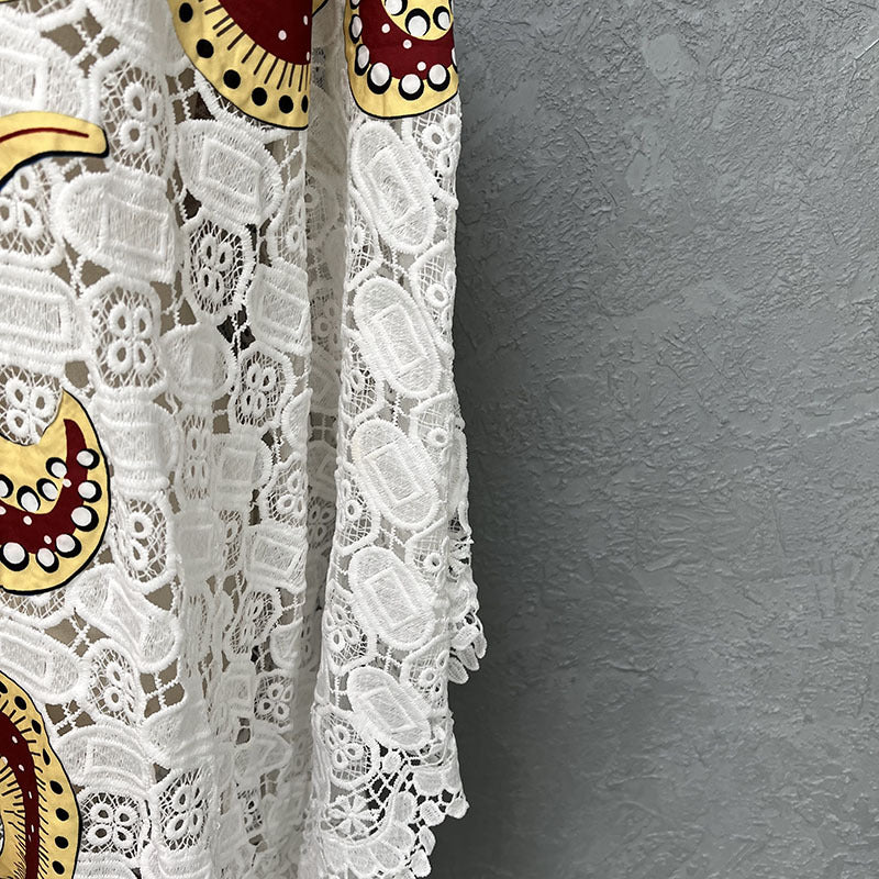 Cross-border Supply Loose Water-soluble Lace Bumbo Gown Bat Blouse Long Skirt plus size Women's dress Africa