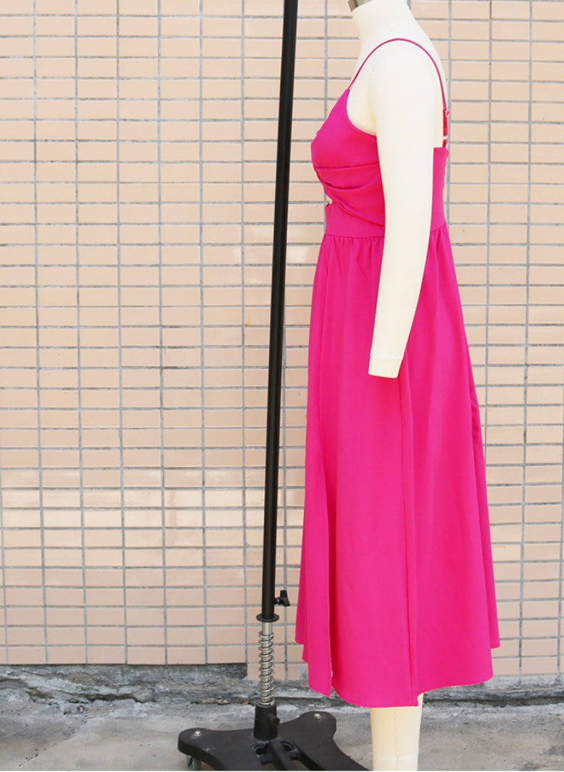 Europe and the United States cross-border foreign trade new women's Amazon suspenders V-neck large pendulum dress slim-fit backless mid-length dress