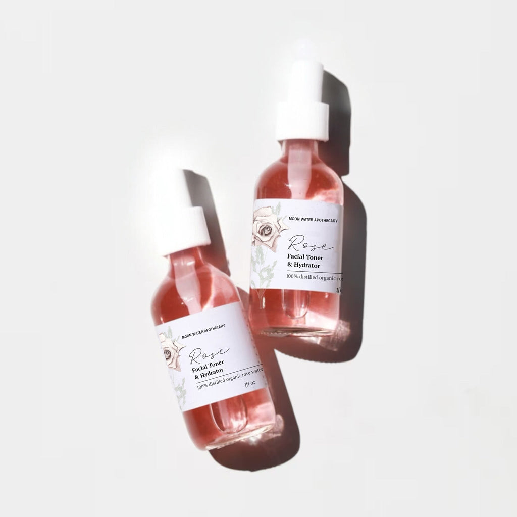 Handcrafted Rose Water Facial Toner, ALL Skin Types -- Organic Soothing, Hydrating Skin Care -- by Moon Water Apothecary!