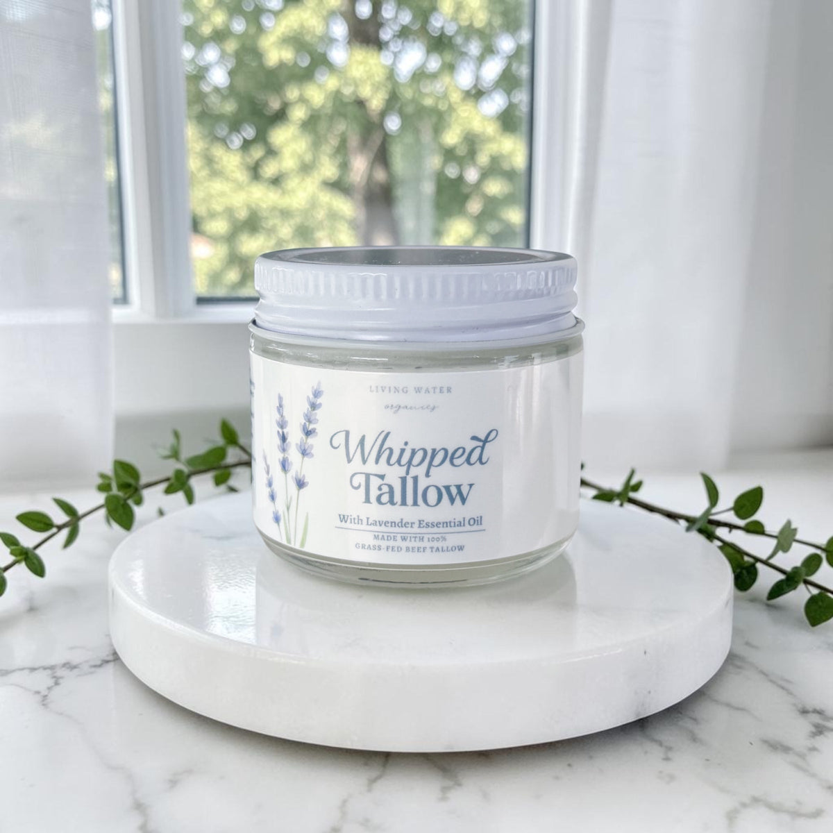 100% Grass Fed Whipped Tallow for Face, Hair, and Skin, Natural Tallow