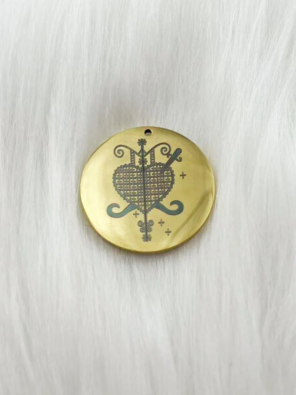 WOUWU Stainless Steel Jewelry Voodoo Veve Symbols Sigil Charm Vodou Lwa Loa Laser Engraving Amulet Talisman Pendant Necklace