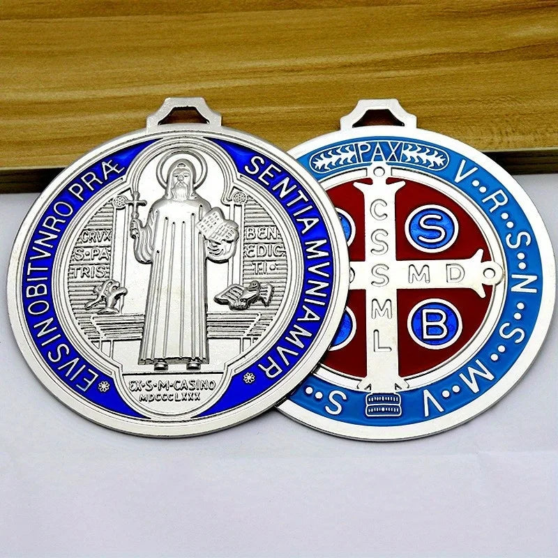 Catholic Christian Religious Home Car Vintage Colored Saint Benedict Cross Ornaments Pendants Jewelry Gift Wall Cross Decoration