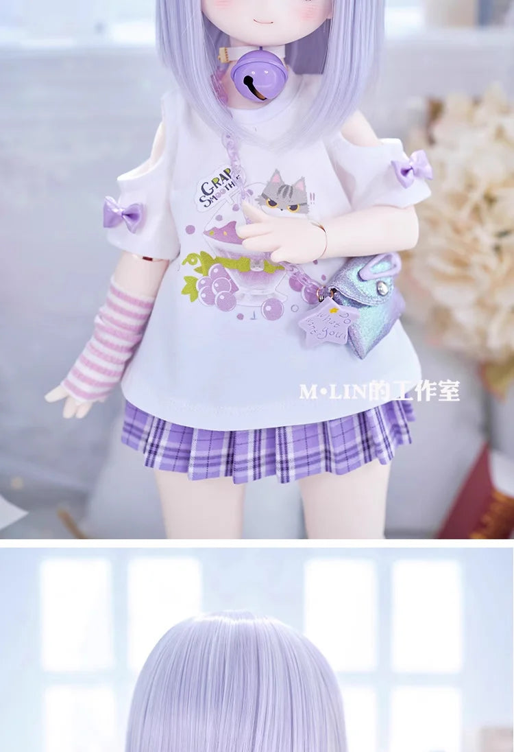 Wigs High Temperature Short Straight Hair For 1/3 1/4 MSD MDD Doll Hair Accessories Girls DIY Gift