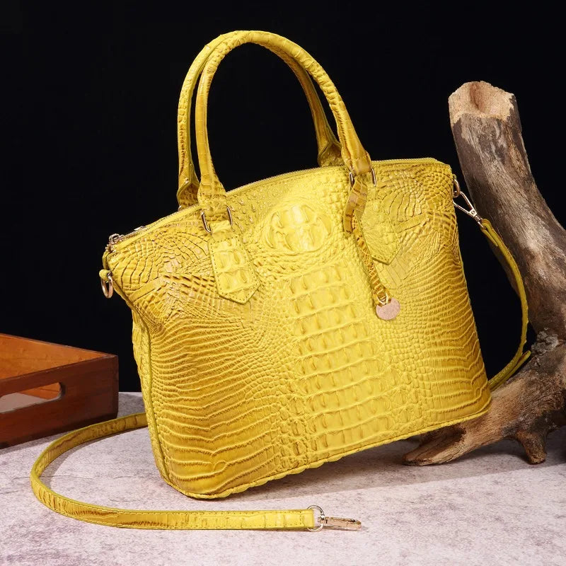 2025 Women's Crocodile Embossed Handbag Luxury Ombre Leather Purse Crossbody Shoulder Satchel Bag Gift