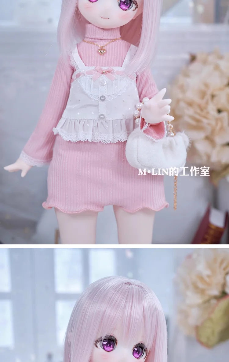 Wigs High Temperature Short Straight Hair For 1/3 1/4 MSD MDD Doll Hair Accessories Girls DIY Gift