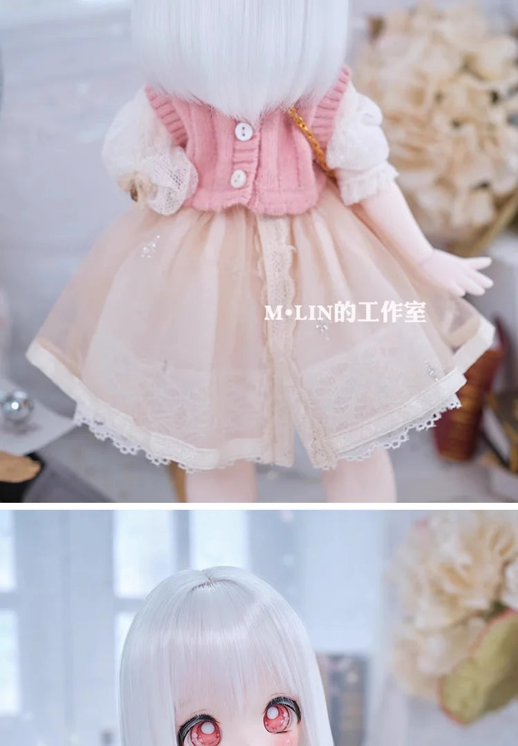 Wigs High Temperature Short Straight Hair For 1/3 1/4 MSD MDD Doll Hair Accessories Girls DIY Gift