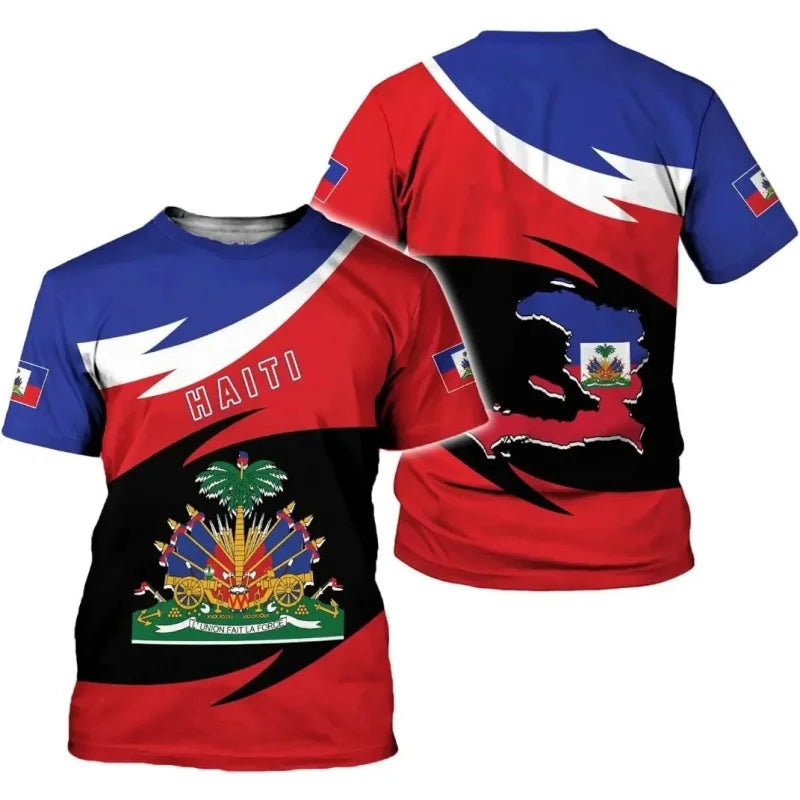 Haiti national emblem pattern 3D The flag of Haiti sport Quickdry Breatha menT-shirt Outdoor team training parent-childclothing