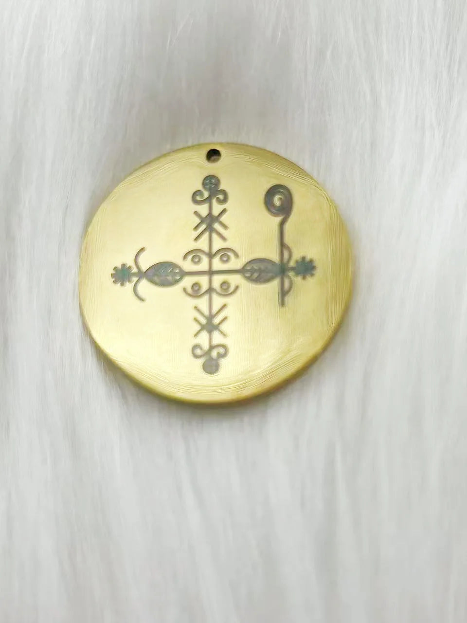WOUWU Stainless Steel Jewelry Voodoo Veve Symbols Sigil Charm Vodou Lwa Loa Laser Engraving Amulet Talisman Pendant Necklace