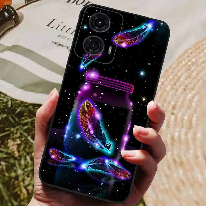 For Motorola Moto G24 Power Case Cool Painted Silicone TPU Soft Cover for Moto G24 G 24 Cases Black Protective Phone Shells