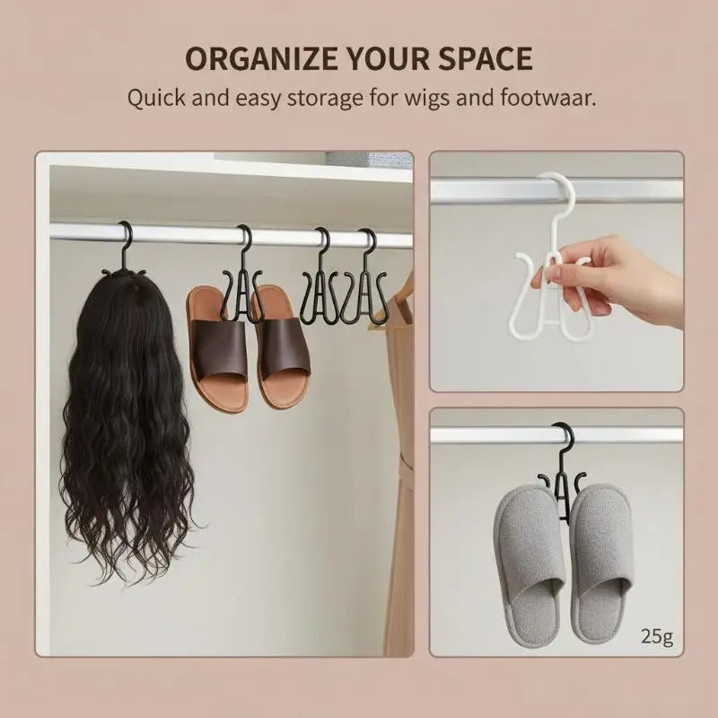 Wig Head Stands 10 Pcs Unisex-Adult Portable Multifunctional Hook Hangers For Easy Wig Drying Storage Display