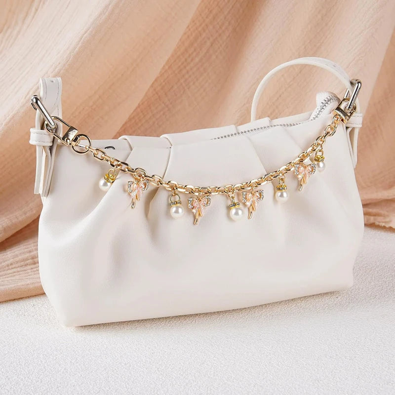 Pink Bowknot Purse Chain Charm Bag Making Materials Chain for Tote Shoulder Bags Handlebag Gold Chains Wallet Pendant