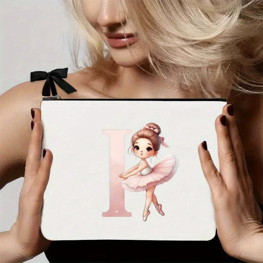 Balle Girl Printed Cosmetic Bag Women 26 Letters Alphabet Make Up Bag Portable Travel Bags Organizer Pouch Handbags Zipper Purse
