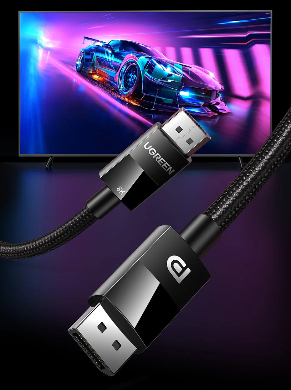 UGREEN DisplayPort Cable 8K DP 1.4 Adapter for TV Xiaomi 2K165Hz 32.4Gbps for PUBG Gaming Play for PC Computer Monitor Projector