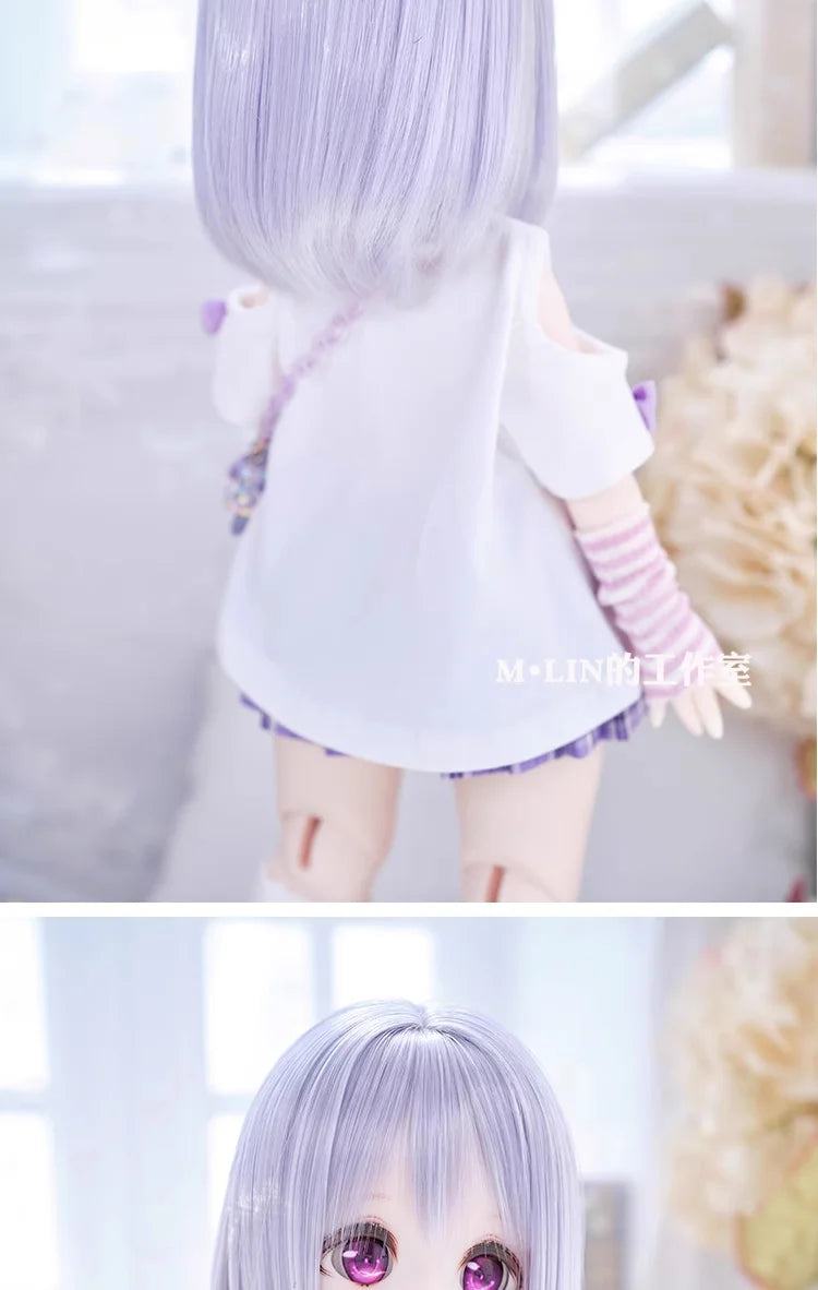 Wigs High Temperature Short Straight Hair For 1/3 1/4 MSD MDD Doll Hair Accessories Girls DIY Gift